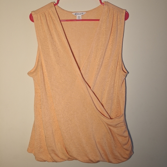 ATHLETA Women's Shirt Top Peach Orange Breezy Wrap Tank Loose XL‎ V Neck Modal - Picture 1 of 5